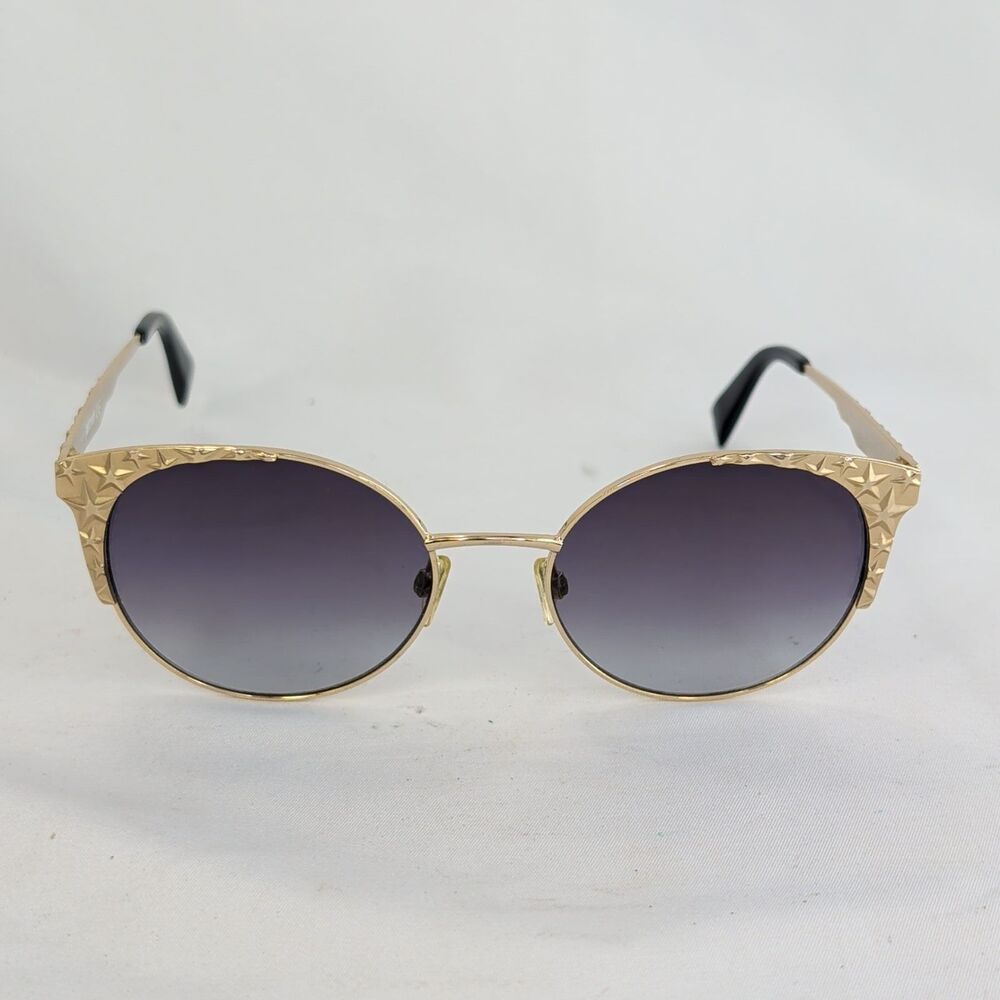 Just Cavalli Sunglasses JC866S Gold Star Embossed Frame Womens Cat Eye Gray Lens